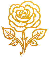 Hand drawn roses. Sketch rose flowers with buds, leaves and stems . golden vintage etching vector botanical isolated on transparent. Illustration of rose petal, sketch botany floral plant, PNG and SVG