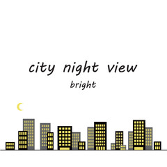 街の夜景の背景イラスト05　線画