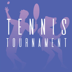 Squared banner about tennis tournament flat style, vector illustration