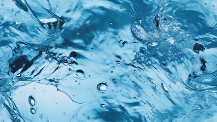 Close up blue Water splash with bubbles on white background Generative AI