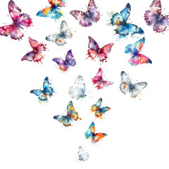 Abstraction of flying watercolor butterflies. Vector illustration