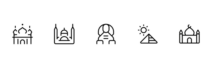 Mosjid icon, middle east and egypt famous travel landmark. Mosque silhouette icon vector.