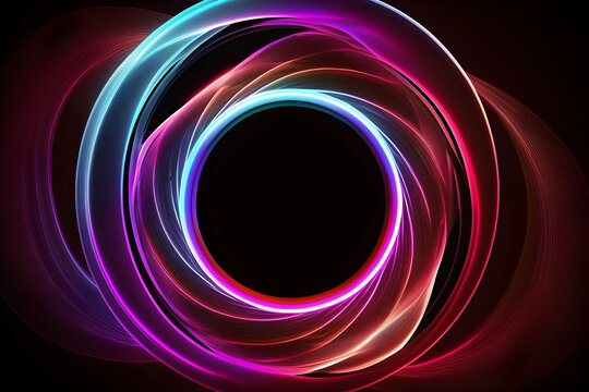 Abstract Neon Background With Concentric Circles Lens Aperture