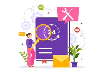 Technical Support System Vector Illustration with Software Development, Customer Service and Technology Help in Flat Cartoon Hand Drawn Templates