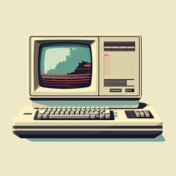 retro computer - illustration created using generative AI tools