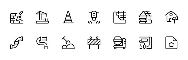 construction icon, linear Editable Stroke. Line, Solid, Flat Line, thin style and Suitable for Web Page, Mobile App, UI, UX design.