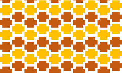 seamless geometric pattern, abstract background with squares, yellow and brown cross on white background repeat seamless pattern design for fabric printing or replete wal