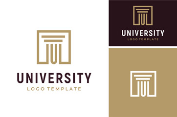 Initial Letter U with Pillar Column Greek Building University Architecture logo design