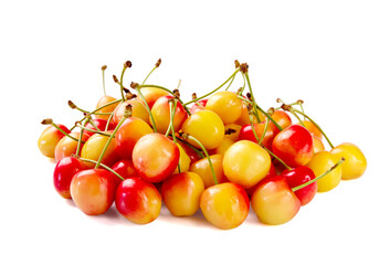 yellow-red sweet cherry isolated on white background