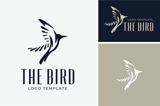 Beauty colibri mockingbird hummingbird Flapping Flying Bird Silhouette Logo Design