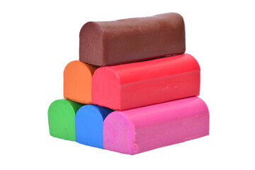 Stack of colorful plasticine isolated