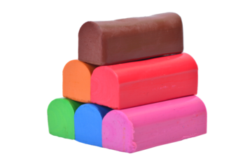 Stack of colorful plasticine isolated
