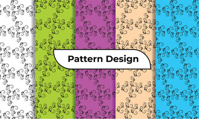 Floral set of seamless patterns. Colorful vector backgrounds.