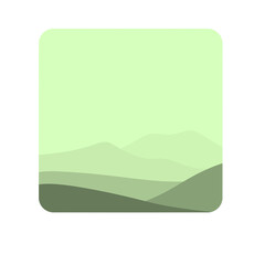 icon illustration of green hill with mountain background 