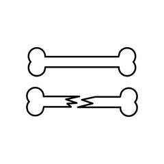 Dog Bone Crack Outline Vector Icon Illustration