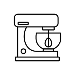 Electric Kitchen Mixer Outline Vector Icon Illustration