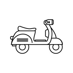 Vintage Scooter Moped Motorcycle Outline Vector Icon Illustration