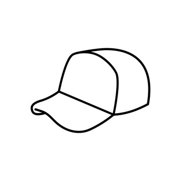 Trucker Hat, Baseball Cap Outline Vector Icon Illustration