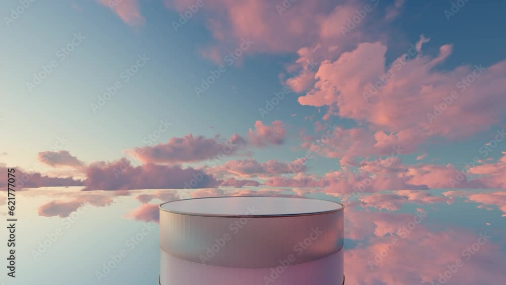 Aufkleber podium backdrop for product display in cloudscape 3d animation