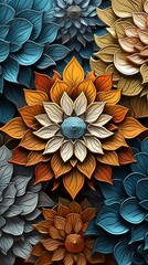 3D Intricate Flower Sublimation Tile Seamless. 3D  flowers wallaper