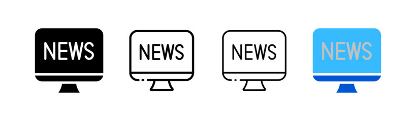 Actual news. Different styles, color, watch the news. Vector icons.