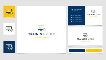 Training video logo design with editable slogan. Branding book and business card template.