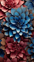 3D Intricate Flower Sublimation Tile Seamless. 3D  flowers wallaper