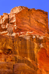 Sandstone canyon, rocks formations in Petra, Jordan, UNESCO World Heritage Site