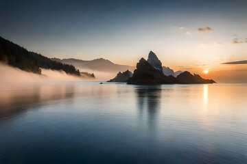 sunset in the mountains Generator by using AI Technology