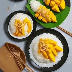 Mango sticky rice. Thai dessert.