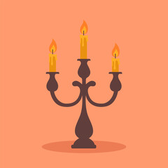 A candlestick Happy Halloween to celebrate Halloween celebrities' holiday greetings. Vector illustration cartoon.
