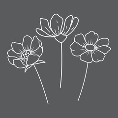 hand drawn flowers doodle vector element design