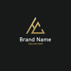 Triangular abstract design Triangular logo design with letter HC or CH