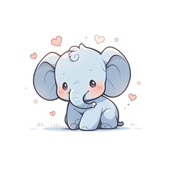 Obraz premium baby elephant cartoon style on white background,ai generative.