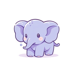 baby elephant cartoon style on white background,generative ai