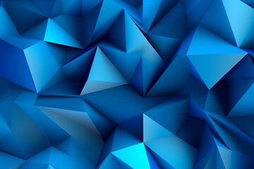 Fototapeta na wymiar Background adorned with an array of blue triangular shapes in a 3D origami style. Ai generated