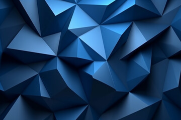 Fototapeta na wymiar Background adorned with an array of blue triangular shapes in a 3D origami style. Ai generated