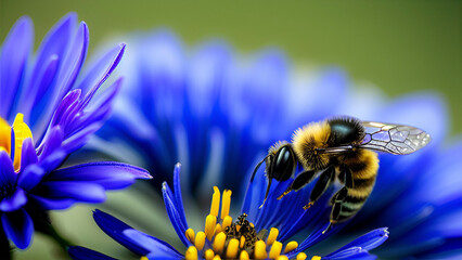 Macro di Ape su un fuore viola generato con AI 