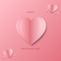 Heart paper cut on a pink background