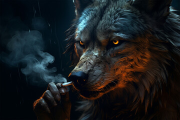 Fototapeta premium wolf in the snow generative ai