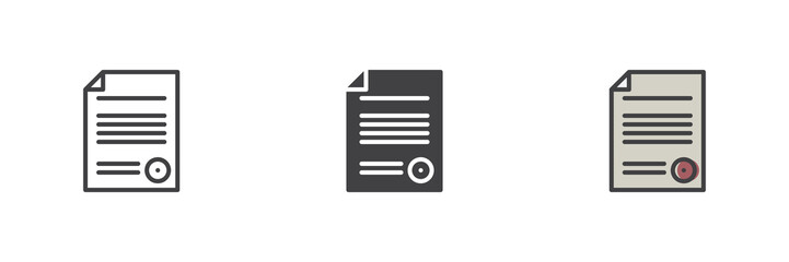 Legal document different style icon set