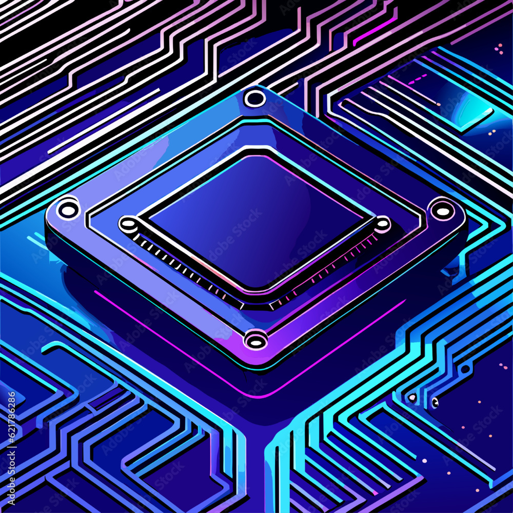 Poster circuit board background. electronic computer hardware technology. vector illustration.