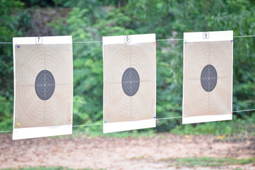 A target sheet set for shooters in the shooting range.