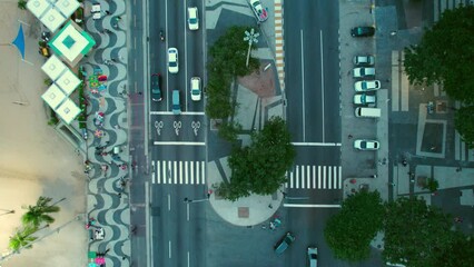 Top view of the waterfront of Copacabana Rio de Janeiro Rio de Janeiro street commerce and high traffic floor design Brazil