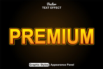 premium text effect with orange graphic style and editable.