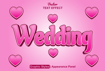wedding text effect with pink graphic style and editable.