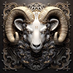 3D Intricate Aries Zodiac Sublimation Tile Seamless