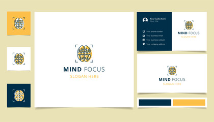 Mind focus logo design with editable slogan. Branding book and business card template.