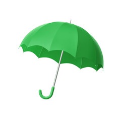 Green umbrella isolated on white. Clipping path icluded