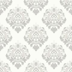 White damask seamless pattern wallpaper background
